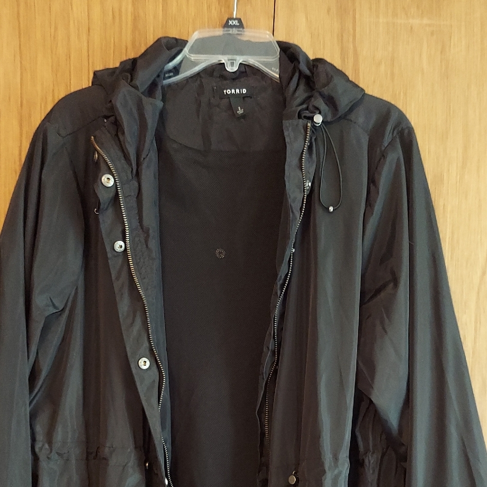 Torrid Black Hooded Raincoat for Women